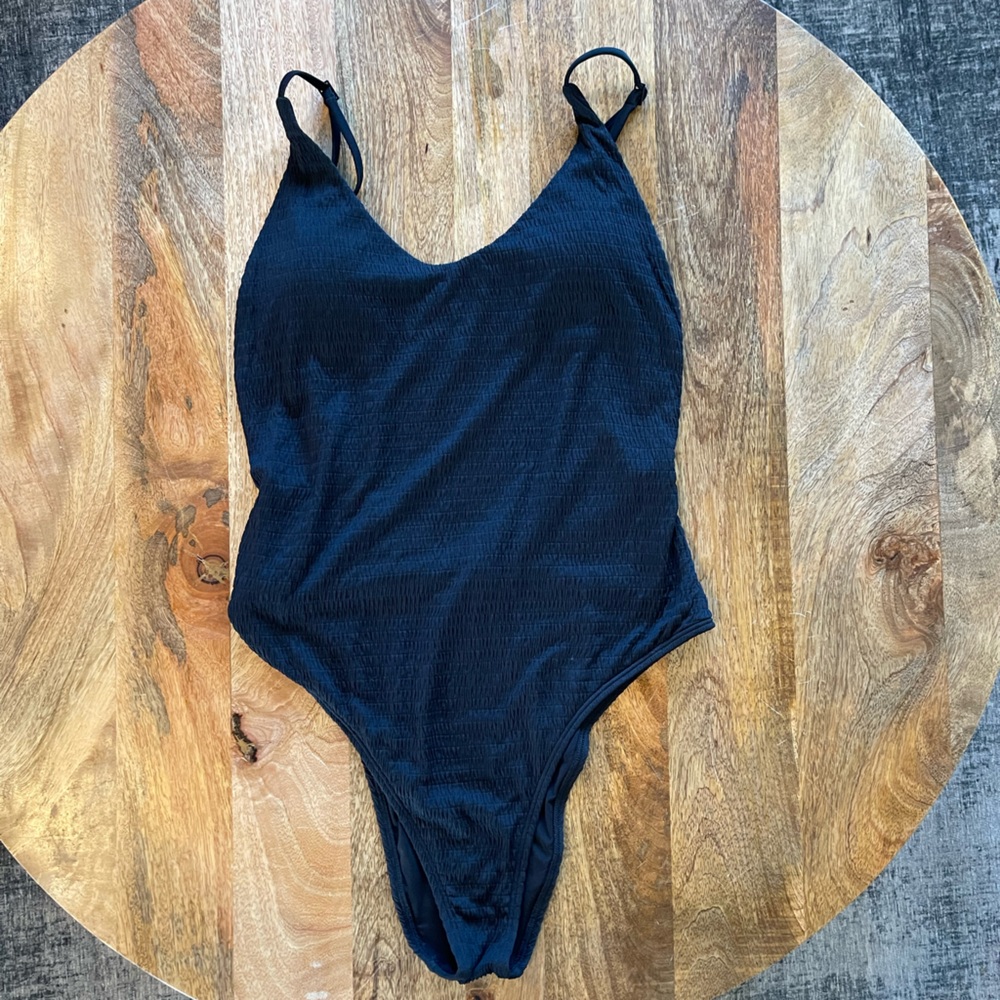 Aerie Black One Piece Swimsuit, Size Large